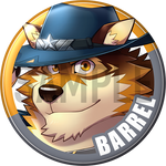 "Barrel" Character Can Badge